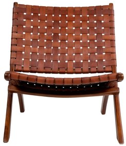 Sedia pieghevole in legno di teak e pelle Montana - House Nordic