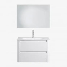 Set Mobili Da Bagno In Legno Con Lavabo Integrato E Specchio Egerton Bianco & Rectangular Led Y Antivaho (100x70) Tasmin & Cromato ↑20 Cm - Sklum