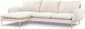 Divano angolare Vienna a 5 posti in bouclé con gambe oro - L255cm