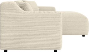 Divano angolare beige/color crema (con penisola a destra e chaise lounge) rivestito in velluto a coste Martin – Ropez