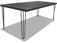 Tavolo da pranzo 160x90cm in legno e metallo con piedi triangolari e ripiano in colore nero