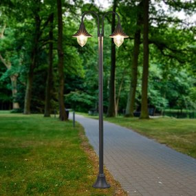 Lindby lampada da esterno Madea, grigio, a 2 luci, 212 cm, E27, IP44 Madea Lindby, dimmerabile, Nero, Alluminio, Moderno