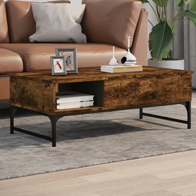 Tavolino Salotto Rovere Fumo 100x50x35 Cm Multistrato E Metallo /