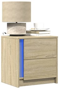 Comodini Con Luci Led 2pz Rovere Sonoma İn Legno Multistrato /