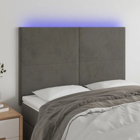 Testiera A Led Grigio Scuro 144x5x118/128cm İn Velluto /