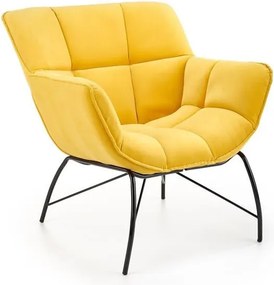 Poltrona Belton in velluto giallo - H78 cm