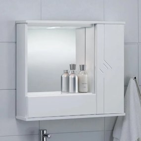 Specchiera mobile contenitore da bagno GIOVE 60 bianco lucido a 1 anta e luce LED