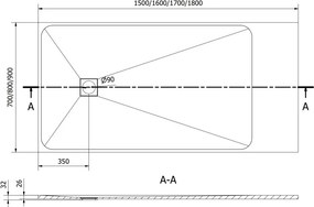 Mexen Bert piatto doccia rettangolare SMC 160 x 70 cm, bianco - 4K107016