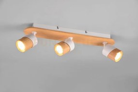 Aruni barra 3 spots orientabili metallo bianco e legno naturale l. ...