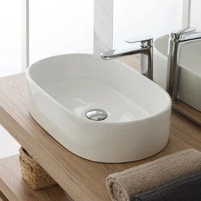 Ciotola da appoggio in ceramica ovale 55,5x34,5 cm bianco lucido
