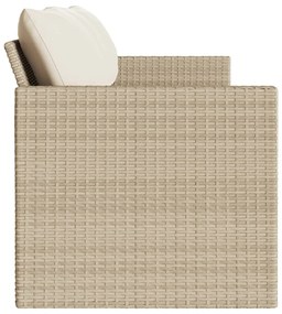 Divano da giardino con cuscini a 3 posti beige in polyrattan