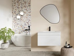 Mobile sotto lavabo sospeso scanalato 80 cm Bianco - SATARA