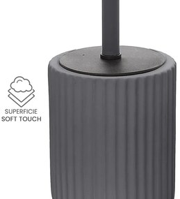Scopino wc grigio in ceramica soft touch con setole nere Spring