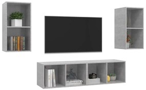 Mobile tv a parete 4 pz grigio cemento in truciolato