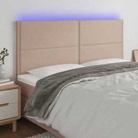 Testiera A Led Cappuccino 200x5x118/128 Cm İn Similpelle /