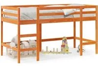 Letto Soppalco con Scala Bambini Marrone 90x200cm Massello Pino 852398