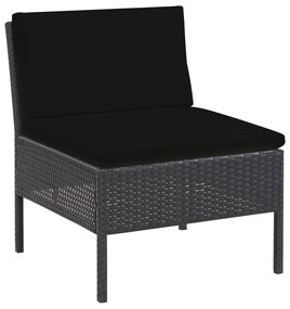 Set Divani da Giardino 6 pz con Cuscini in Polyrattan Nero