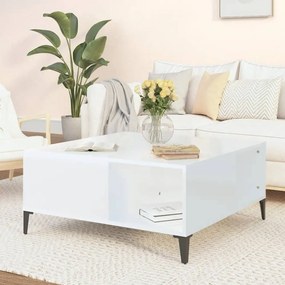 Tavolino Salotto Bianco Lucido 80x80x36,5 Cm Legno Multistrato /
