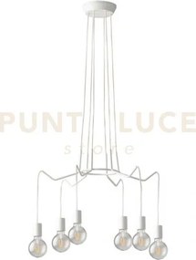 Lampadario a sospensione habitat bianca 6 luci attacco e27 66x120cm...