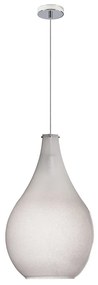 Sospensione Contemporanea Drop Metallo Cromo Vetro Grigio 1 Luce E14 D.26Cm