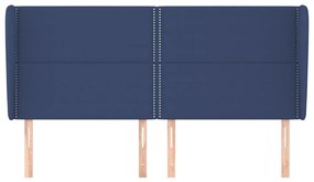 Testiera ad orecchio blu 203x23x118/128 cm in tessuto