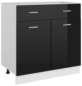 Armadio con Cassetto Nero Lucido 80x46x81,5 cm in Truciolato