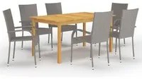 Set Mobili da Pranzo per Giardino 7 pz Grigio 3067788