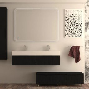 Mobile da bagno sospeso sotto lavabo Modula di BADEN HAUS L 120 x H 25 x P 44 cm nero cannettato opaco, 1 cassetto