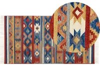 Tappeto di lana multicolore kilim a mano motivo etnico 80 x 150 cm soggiorno camera da letto