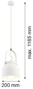 Argon 8280 - Lampadario a sospensione con filo LOGAN 1xE27/15W/230V diametro 20 cm bianco