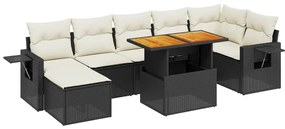 Set Divani da Giardino con Cuscini 8 pz Nero in Polyrattan