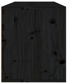 Pensile nero 80x30x35 cm in legno massello di pino