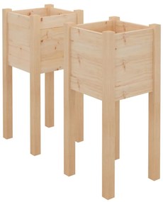 Fioriere da Giardino 2 pz 31x31x70 cm in Legno Massello di Pino