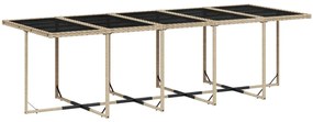 Set da pranzo da giardino 15 pz con cuscini beige in polyrattan