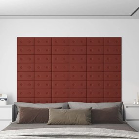 Pannelli Murali 12 Pz Rosso Vino 30x15 Cm İn Similpelle 0,54 M² /