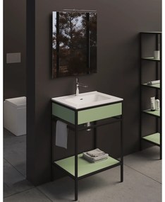 Mobile Bagno a Terra 81 Cm Piano D'Appoggio Specchio Con Illuminazione Led Xilon "Linea Contract 46" Laccato Opaco