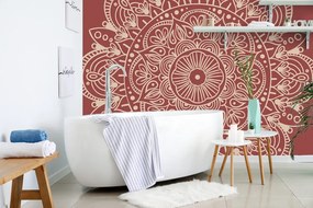 Carta da parati – Mandala su sfondo bordeaux
