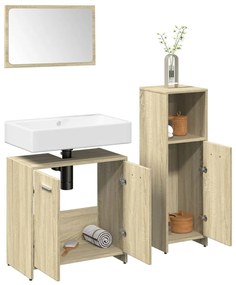 Set Mobili Da Bagno 3 Pz Rovere Sonoma İn Legno Multistrato /
