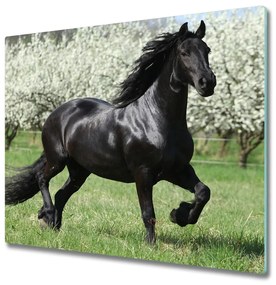 Tagliere in vetro Fiori di cavallo nero 60x52 cm