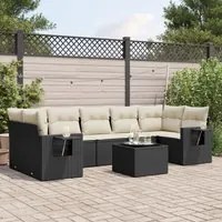 Set Divani da Giardino con Cuscini 8 pz Nero in Polyrattan 3219935