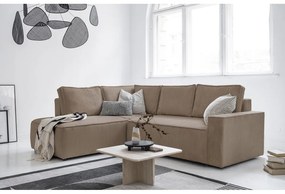Divano letto angolare in velluto a coste beige Brave Dave - Miuform