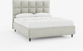 AURO letto imbottito con vano contenitore e testiera capitonné alta in ciniglia Oeko-Tex®