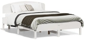 Letto Senza Materasso Bianco 140x190 Cm Legno Massello Di Pino /
