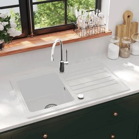 Lavandino Cucina Granito Lavello Singolo Scolapiatti Reversibile Crema /