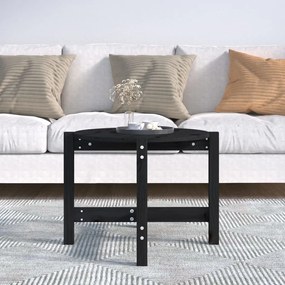 Tavolino da salotto nero Ø 62,5x45 cm in legno massello di pino