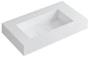 Lavabo a incasso rettangolare vasca centrale L 80.5 x H 15 x P 46 cm in resina bianco lucido