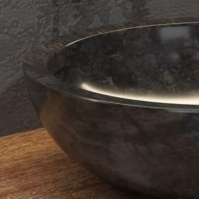 Lavabo bagno design da appoggio in marmo nero 40cm | Litos-EN40 - KAMALU