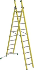 Scala a sfilo FACAL Vetroprima in fibra di vetro 2 rampe da 11 gradini portata massima 150 kg EN 131 per lavori fino a 6.6 m