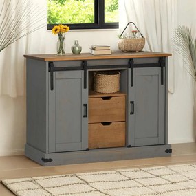 Credenza Halden 2 Ante Scorrevoli 112x40x80 Cm Legno Massello /