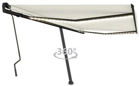 Tenda Da Sole Retrattile Manuale Con Led 400x300 Cm Crema /